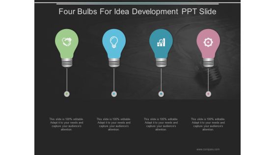 Four Bulbs For Idea Development Ppt PowerPoint Presentation Tips Four Bulbs For Idea Development Ppt PowerPoint Presentation Tips
