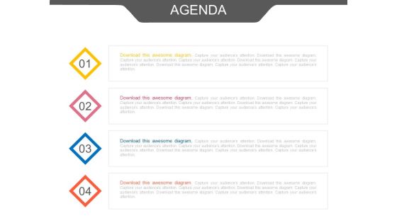 Four Business Agenda Points Powerpoint Slides