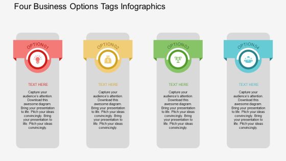 Four Business Options Tags Infographics Powerpoint Template