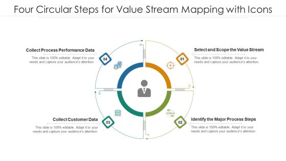 Four Circular Steps For Value Stream Mapping With Icons Ppt PowerPoint Presentation Gallery Introduction PDF Four Circular Steps For Value Stream Mapping With Icons Ppt PowerPoint Presentation Gallery Introduction PDF