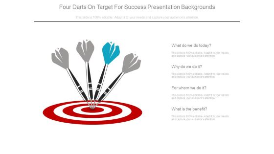 Four Darts On Target For Success Presentation Backgrounds Four Darts On Target For Success Presentation Backgrounds