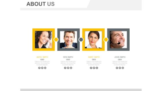 Four Employees Profiles For Introduction Powerpoint Slides