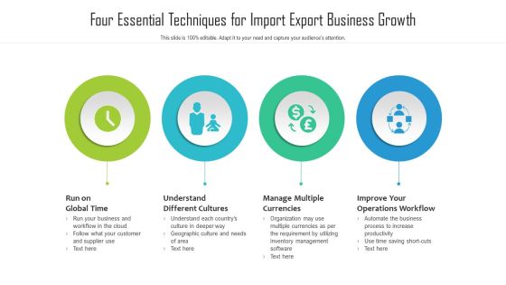 four essential techniques for import export business growth ppt powerpoint presentation ideas design templates pdf four essential techniques for import export business growth ppt powerpoint presentation ideas design templates pdf