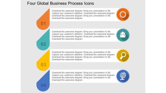 Four Global Business Process Icons Powerpoint Templates