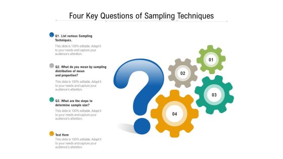 Four Key Questions Of Sampling Techniques Ppt PowerPoint Presentation Gallery Skills PDF
