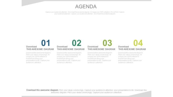 Four Linear Steps For Business Agenda Powerpoint Slides
