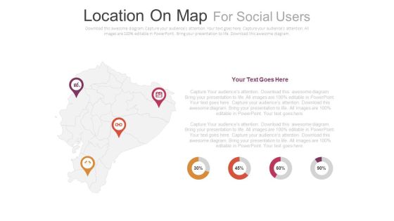 Four Locations On Map With Percentage Analysis Powerpoint Slides Four Locations On Map With Percentage Analysis Powerpoint Slides