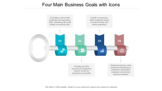 Four Main Business Goals With Icons Ppt PowerPoint Presentation File Graphics Template Four Main Business Goals With Icons Ppt PowerPoint Presentation File Graphics Template