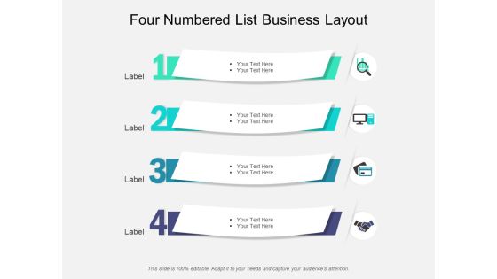 Four Numbered List Business Layout Ppt PowerPoint Presentation Pictures Topics Four Numbered List Business Layout Ppt PowerPoint Presentation Pictures Topics