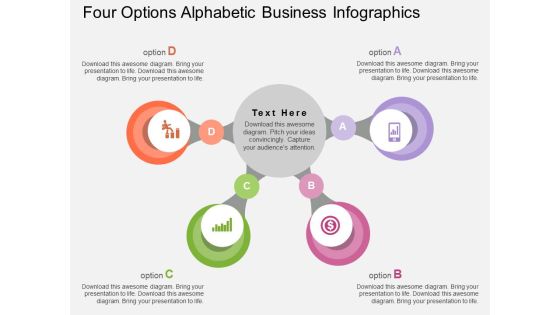 Four Options Alphabetic Business Infographics Powerpoint Template Four Options Alphabetic Business Infographics Powerpoint Template