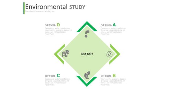 Four Options Chart For Environmental Study Powerpoint Template