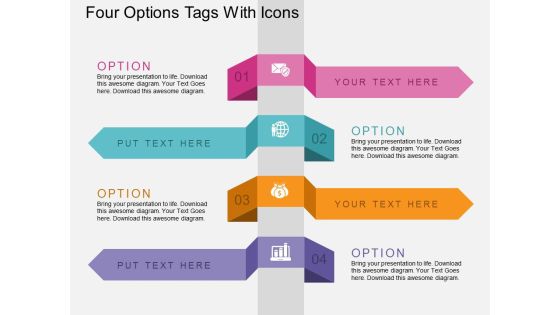 Four Options Tags With Icons Powerpoint Template Four Options Tags With Icons Powerpoint Template