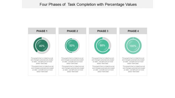 Four Phases Of Task Completion With Percentage Values Ppt PowerPoint Presentation Outline Clipart Images