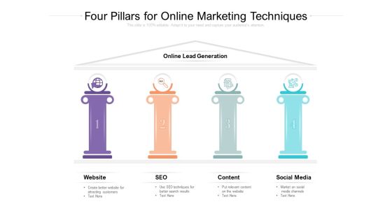 Four Pillars For Online Marketing Techniques Ppt PowerPoint Presentation Portfolio Skills Four Pillars For Online Marketing Techniques Ppt PowerPoint Presentation Portfolio Skills