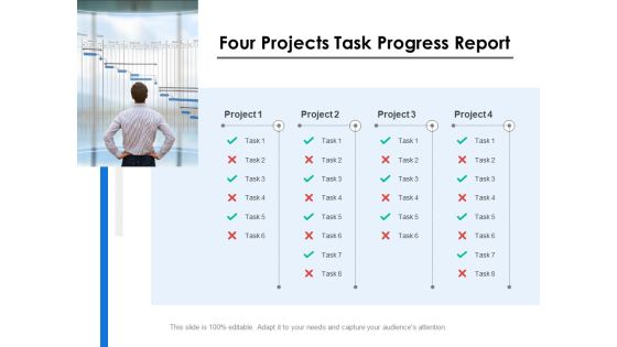 Four Projects Task Progress Report Ppt PowerPoint Presentation Gallery Graphics Download PDF
