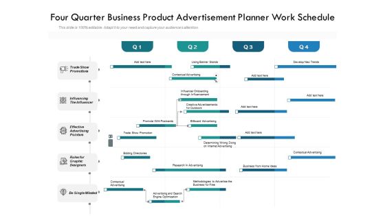 Four Quarter Business Product Advertisement Planner Work Schedule Summary Four Quarter Business Product Advertisement Planner Work Schedule Summary