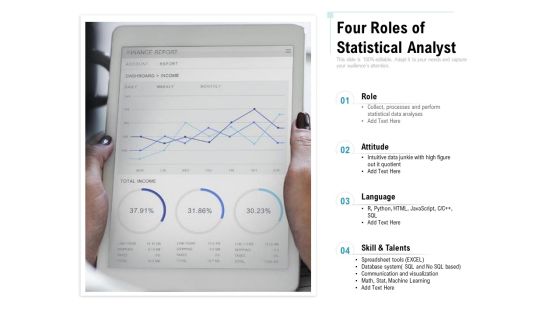Four Roles Of Statistical Analyst Ppt PowerPoint Presentation Gallery Slides PDF Four Roles Of Statistical Analyst Ppt PowerPoint Presentation Gallery Slides PDF