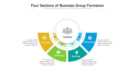 Four Sections Of Business Group Formation Ppt PowerPoint Presentation Summary Template PDF Four Sections Of Business Group Formation Ppt PowerPoint Presentation Summary Template PDF