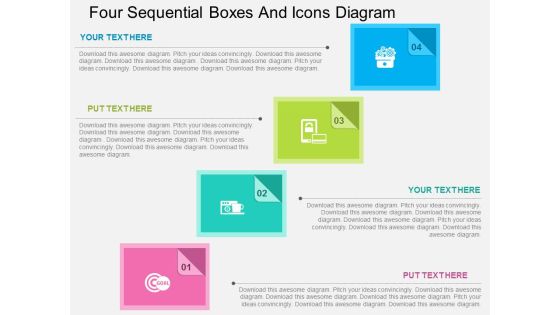 Four Sequential Boxes And Icons Diagram Powerpoint Template