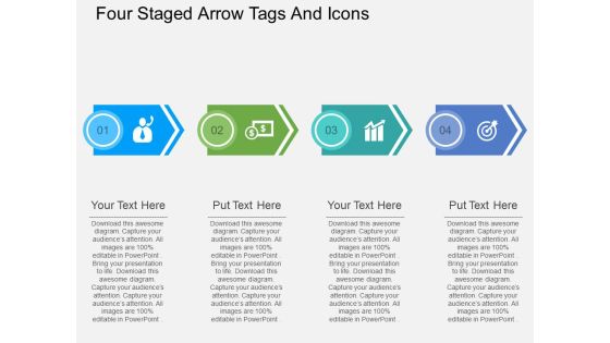 Four Staged Arrow Tags And Icons Powerpoint Template Four Staged Arrow Tags And Icons Powerpoint Template
