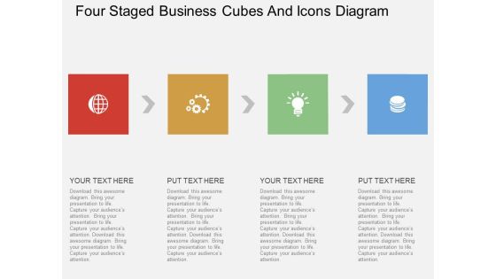 Four Staged Business Cubes And Icons Diagram Powerpoint Template Four Staged Business Cubes And Icons Diagram Powerpoint Template