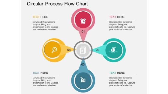 Four Staged Circular Process Flow Chart Powerpoint Template