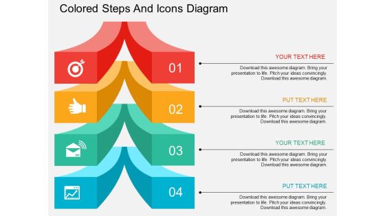 Four Staged Colored Steps And Icons Diagram Powerpoint Template Four Staged Colored Steps And Icons Diagram Powerpoint Template