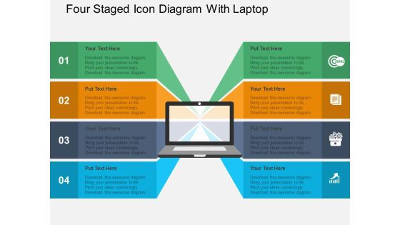 Four Staged Icon Diagram With Laptop Powerpoint Templates