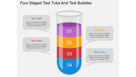 Four Staged Test Tube And Text Bubbles Powerpoint Template