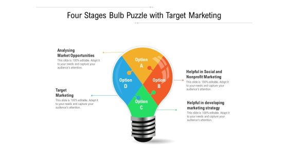 Four Stages Bulb Puzzle With Target Marketing Ppt Powerpoint Presentation Infographic Template Designs Download Pdf Four Stages Bulb Puzzle With Target Marketing Ppt Powerpoint Presentation Infographic Template Designs Download Pdf