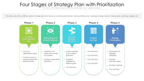 Four Stages Of Strategy Plan With Prioritization Ppt Styles Background Image PDF
