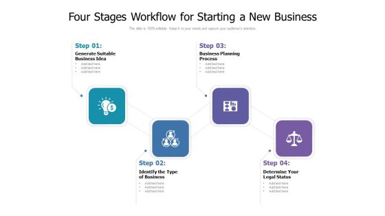 Four Stages Workflow For Starting A New Business Ppt PowerPoint Presentation Gallery Vector PDF Four Stages Workflow For Starting A New Business Ppt PowerPoint Presentation Gallery Vector PDF