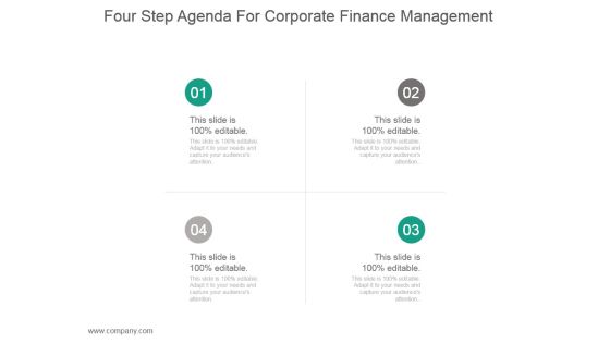 Four Step Agenda For Corporate Finance Management Ppt Sample Four Step Agenda For Corporate Finance Management Ppt Sample