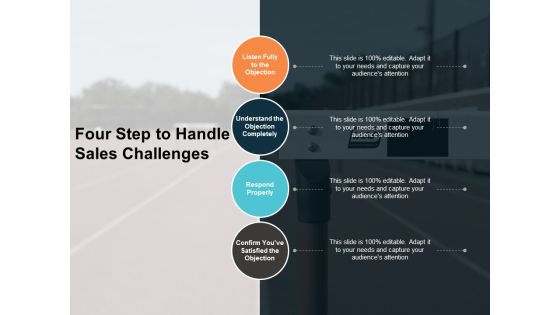 Four Step To Handle Sales Challenges Ppt PowerPoint Presentation Gallery Graphics Design