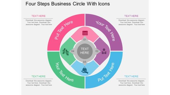 Four Steps Business Circle With Icons Powerpoint Template Four Steps Business Circle With Icons Powerpoint Template
