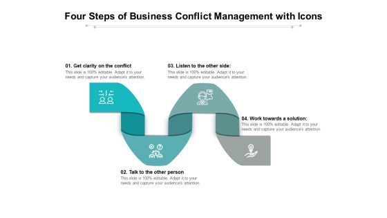 Four Steps Of Business Conflict Management With Icons Ppt PowerPoint Presentation Show Inspiration PDF