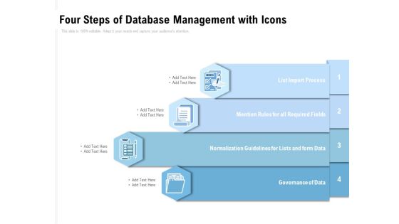 Four Steps Of Database Management With Icons Ppt PowerPoint Presentation Inspiration Graphics Four Steps Of Database Management With Icons Ppt PowerPoint Presentation Inspiration Graphics