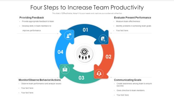 Four Steps To Increase Team Productivity Ppt Icon Graphics Pictures PDF