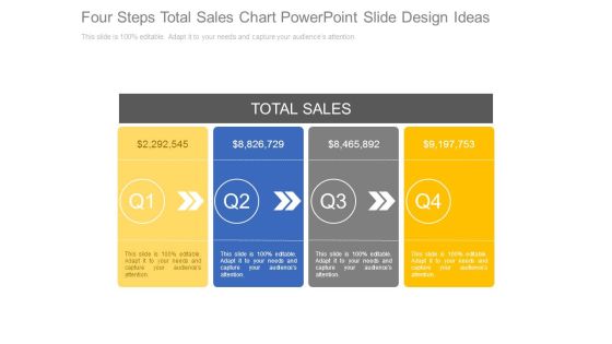 Four Steps Total Sales Chart Powerpoint Slide Design Ideas Four Steps Total Sales Chart Powerpoint Slide Design Ideas