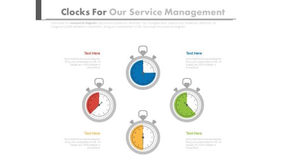 Four Stopwatches In Pie Chart Style Powerpoint Slides Four Stopwatches In Pie Chart Style Powerpoint Slides