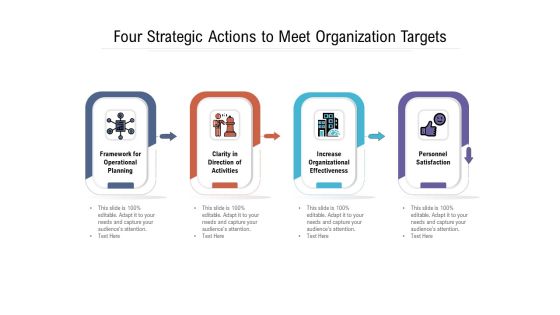 Four Strategic Actions To Meet Organization Targets Ppt PowerPoint Presentation File Layouts PDF Four Strategic Actions To Meet Organization Targets Ppt PowerPoint Presentation File Layouts PDF