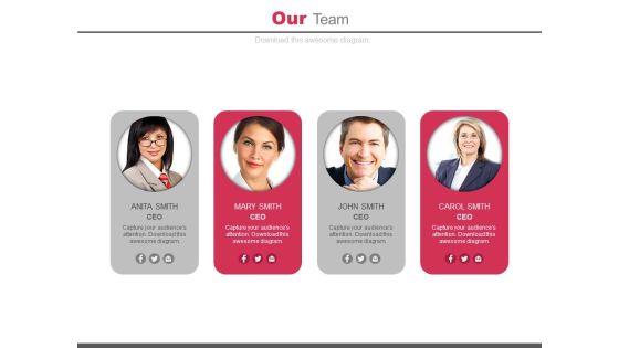Four Team Members With Photos Powerpoint Slides Four Team Members With Photos Powerpoint Slides