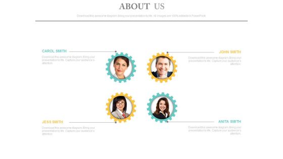 Four Team Pictures Gears Design Powerpoint Slides Four Team Pictures Gears Design Powerpoint Slides