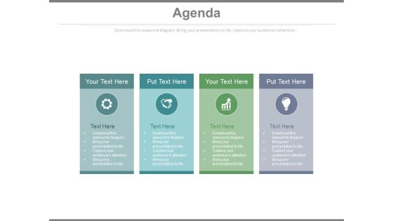 Four Text Boxes For Business Agenda Implementation Powerpoint Slides Four Text Boxes For Business Agenda Implementation Powerpoint Slides