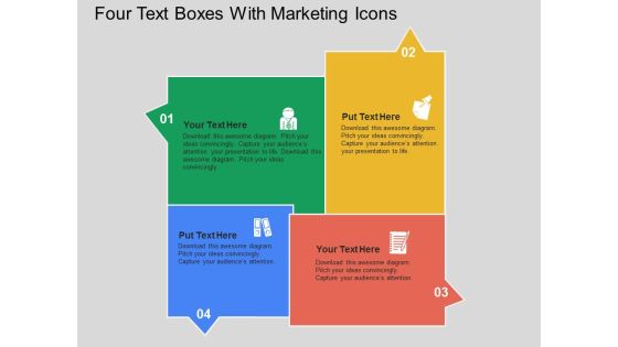 Four Text Boxes With Marketing Icons Powerpoint Templates Four Text Boxes With Marketing Icons Powerpoint Templates