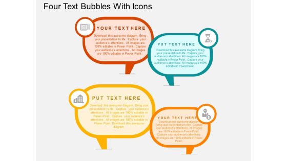 Four Text Bubbles With Icons Powerpoint Templates Four Text Bubbles With Icons Powerpoint Templates
