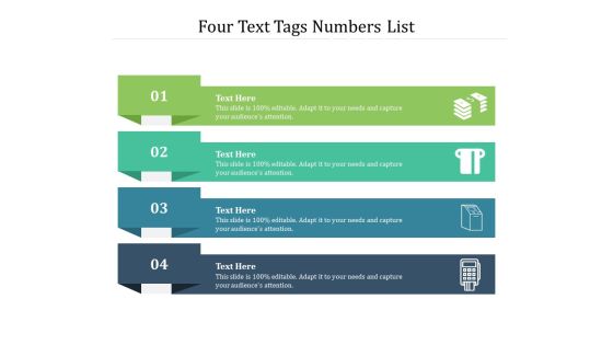 Four Text Tags Numbers List Ppt PowerPoint Presentation File Slide Portrait PDF Four Text Tags Numbers List Ppt PowerPoint Presentation File Slide Portrait PDF