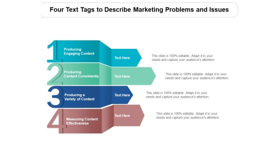 Four Text Tags To Describe Marketing Problems And Issues Ppt PowerPoint Presentation Pictures Slide Portrait