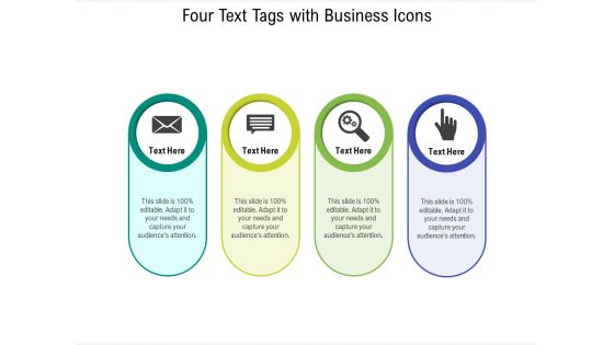 Four Text Tags With Business Icons Ppt PowerPoint Presentation File Slides PDF Four Text Tags With Business Icons Ppt PowerPoint Presentation File Slides PDF