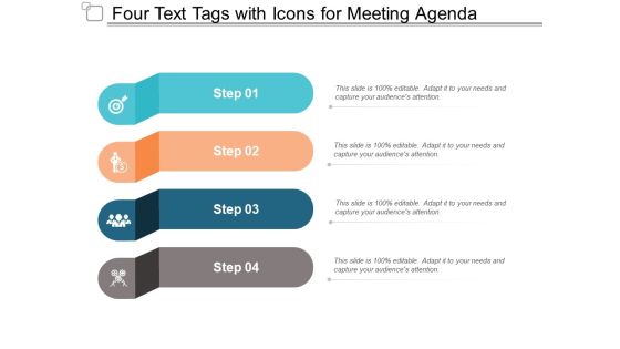 Four Text Tags With Icons For Meeting Agenda Ppt PowerPoint Presentation Inspiration Example File Four Text Tags With Icons For Meeting Agenda Ppt PowerPoint Presentation Inspiration Example File